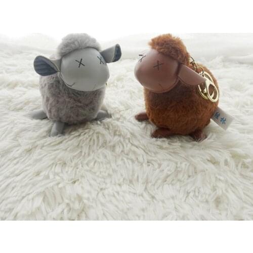 Creative cartoon cloth cloth sheep keychain leather wool ball sheep doll pendant car decoration gift key ring Stuffed toy gift