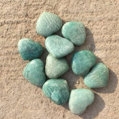10pcs small beautiful 100% natural amazonite Crystal gemstone heart Metaphysical Healing Stone for jewelry making wholesale
