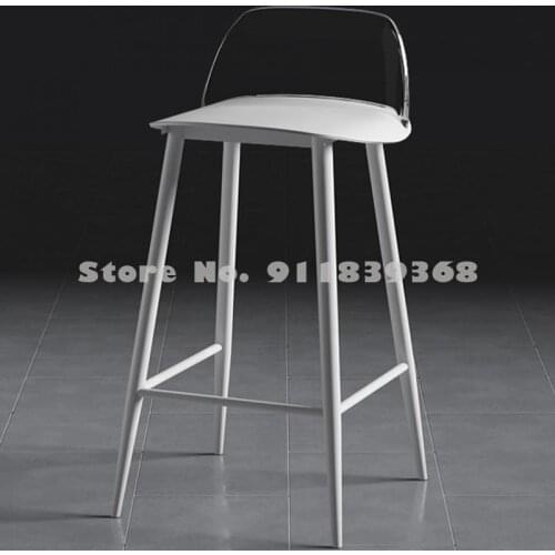 Nordic Minimalist Creative Bar Stool Modern Simple High Chair Transparent Back Bar Chair Fashion Iron Bar Chair 1259