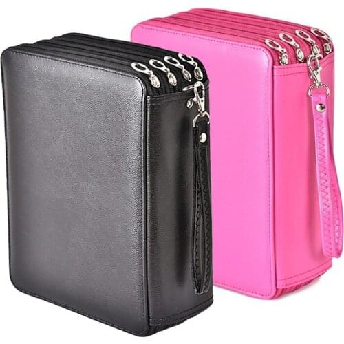 Multifunction 184 Hole 4 Layer PU Zipper Pencil Case Art Painting Drawing Pen Brush Storage Bag Organizer School Stationery Box