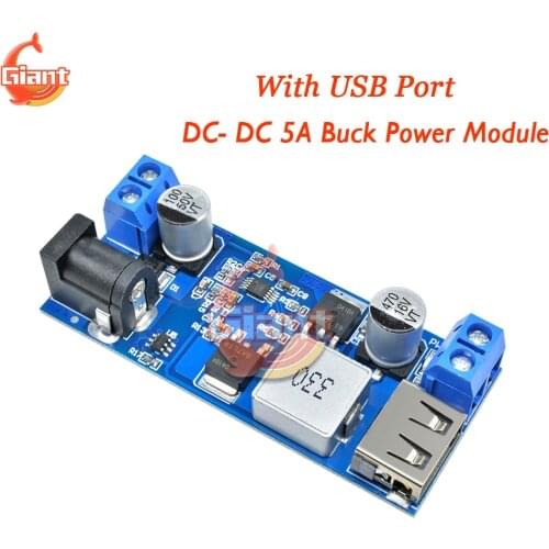 5A Buck Power Module DC 24V/12V To 5V Step Down Power Supply Buck Converter Replace LM2596S Adjustable USB Port Charging Module
