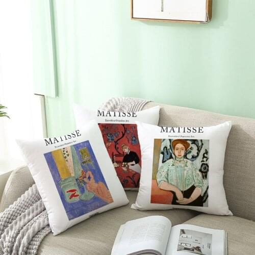Sofa Cushion Cover Matisse Oil Painting Pillowcase Polyester Throw Pillow Cover Portrait Pattern Couch Pillows Case Home Decor