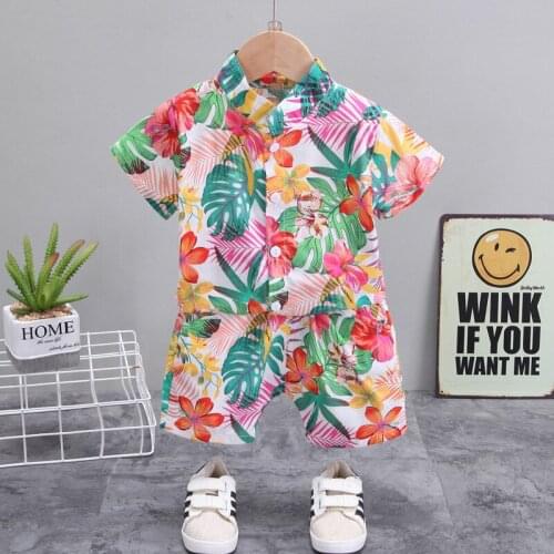 1-6 Years Old Little Boy Clothing Sets Kids Tracksuits Sportswear Floral Children Clothes Tops Shirt+ Pants Baby Boys Outfits