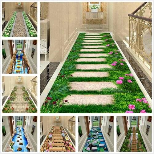 3D Carpet For Living Room Doorway Corridor Rug Pastoral Lawn Path Print Rugs for Bedroom Soft Anti-slip Kitchen Area Rug 80x200