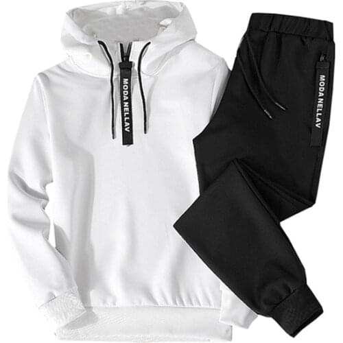 Casual Tracksuit Men Sets Two Piece Set Pullover Hooded Mens Sweatshirts Long Pants Suits Autumn Spring Clothing Outfits S-5Xl