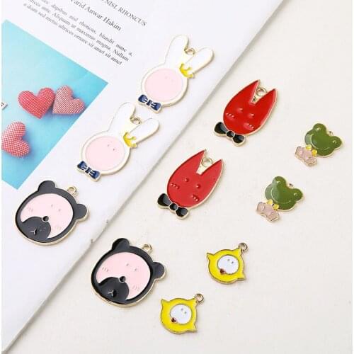 6pcs Japanese style Fun Animal Earrings For Women rabbit frog dumb and cute chicken Sweet pendant DIY jewelry earrings material