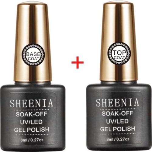 Sheenia Top Base Coat Gel Polish UV Shiny Sealer Soak off Reinforce 8ml Long Lasting Nail Art Manicure Gel Lak Varnish Primer