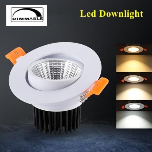 LED Downlight 3W 5W 7W 10W 12W Recessed Round LED Ceiling Lamp AC85-265V Indoor Lighting Warm White Cold White