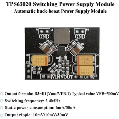 TPS63020 Automatic Boost Buck Switching Power Supply Board Step-up Step-down Power Converter Low Ripple 5V 4.2V 3.3V 2.5V Output