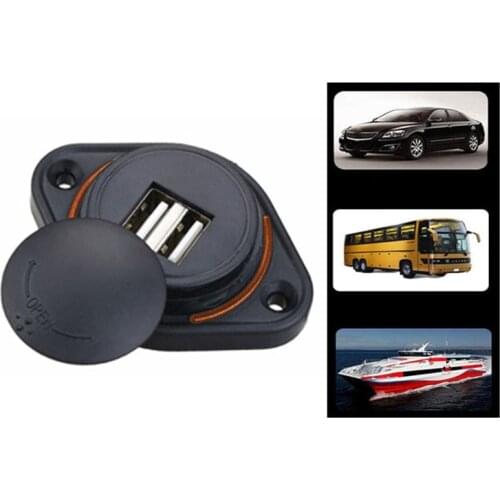 12/24V Vehicle Bus Car Boats LED Dual Indicator 2Ports USB Charger DC Socket 5V 3.1 A Universal Waterproof Power Adapter