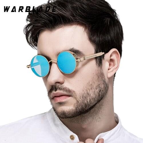 High Quality Steampunk Sunglasses Men Women Metal Wrap Eyeglasses Round Shades Brand Designer Sun glasses Mirror UV400