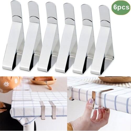 High Quality Stainless Steel Adjustable Tablecloth Tables Cover Clips Holder Clamps Party Tool 6PC Tablecloth Clip 2019 New