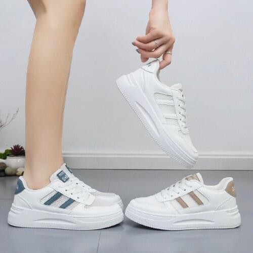 2021 Summer New Ladies White Shoes All-match Student Breathable Mesh Fashion Casual Flat Bottom Shoes Woman Vulcanize Shoes