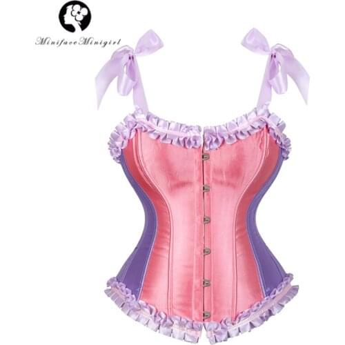 Women Corset Tops to Wear Out Colorful Corsets Top Slimming Waist Bustier Cincher Shoulder Strap Tummy Belly Firm Control Gorset