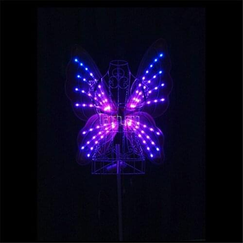 TC-171E Full color RGB led wings luminous led costumes butterfly belly dance dress clothes glowing stage wears women dance led