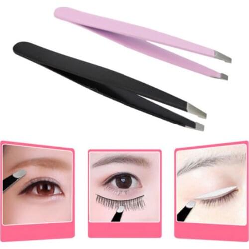 1PC Slant Tip Eyebrow Tweezer Hair Stainless Steel Eye Brow Clips Hair Removal Makeup Tool Accessories