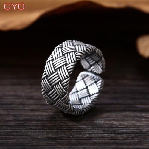 100% 999 sterling silver handmade silver braided ladies open ring