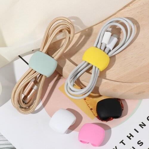 2 Pcs Silicone Small Cable Winder Fashion Portable Travel USB Charger Holder Desk Organizer Wire Cord Home Desktop Decoration