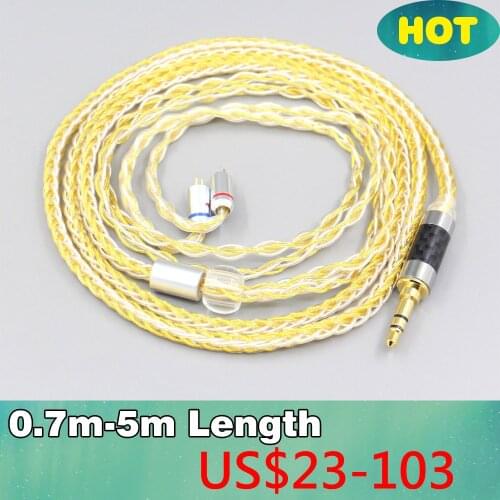 8 Core OCC Silver Gold Plated Braided Earphone Cable For 0.78mm Flat Step JH Audio JH16 Pro JH11 Pro 5 6 7 BA Custom LN007307