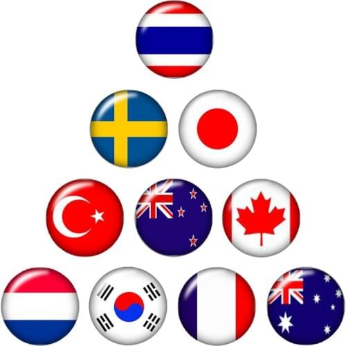 USA nation flag Love your country 10pcs mixed 12mm/16mm/18mm/25mm Round photo glass cabochon demo flat back Making findings