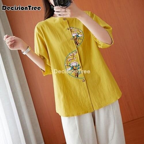 2021 traditional chinese shirt clothing for women hanfu elegant vintage female top ladies cotton linen blouse cheongsam blouse