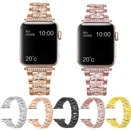 Luxury Diamond strap for Apple watch band 40mm 38mm 6/5/4/3/2/1 for iwatch band 40 mm 38 mm 42mm 44mm stainless steel bracelet