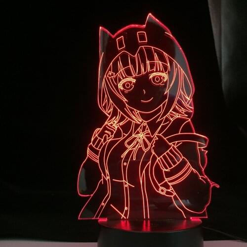 Chiaki Nanami Danganronpa 2 3D Led Anime Lamp Illusion Lighting Colors Changing Night Lights Lampara For Birthday Holiday Gift