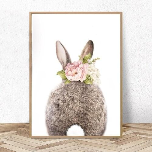 Girls Bedroom Decor Bunny Rabbit Tail Butt Print Nursery Animal Wall Art Pictures Canvas Painting Kids Room Posters And Prints