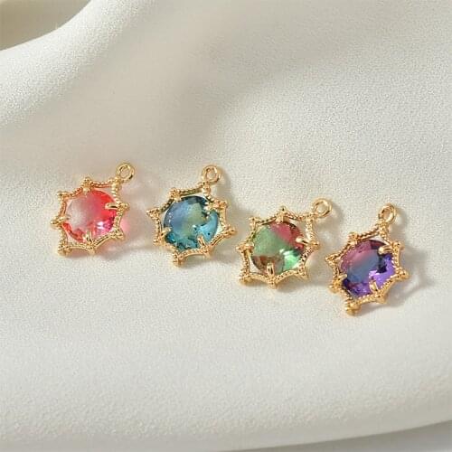 Two-Color Hollow Gradient Crystal Zircon Necklace Bracelet Ear Stud Pendant Material DIY Handmade Ornament Accessories 2pcs