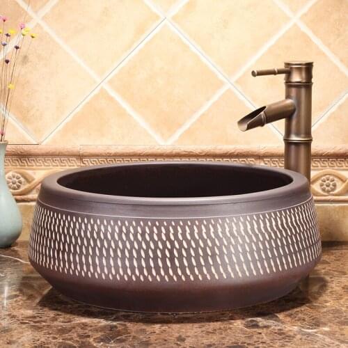 Europe style luxury bathroom vanities chinese Art Counter Top ceramic porcelain hand wash basin