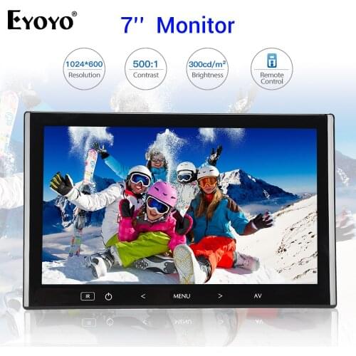 Eyoyo EM07L 7" 1024X600 Computer TV PC Monitor LCD Screen HDMI VGA AV Specker Dispay For laptop Car Office Home Security 12V