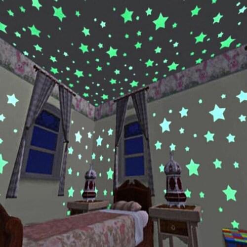 Luminous Wall Sticker Star Moon Fluorescent Stickers 3D ceiling Starry Sky Decor Kid Room Sticker Ceiling Decal Glow In the dark