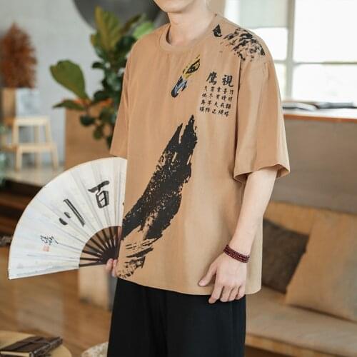 New Popular brand short sleeve men and women short sleeve summer hip hop T-shirt Chinese style lovers embroidery short sleeve