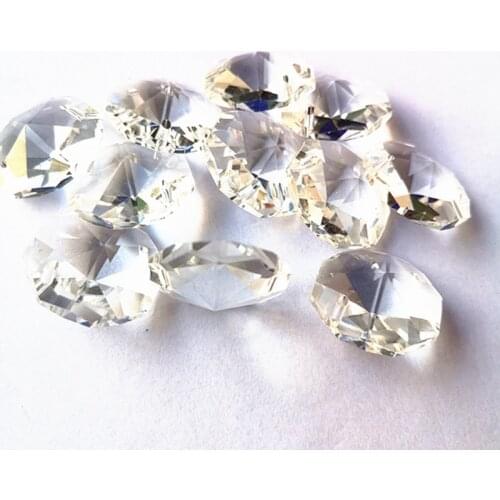 Top Quality 100pcs/lot 22mm k9 Crystal Octagon Beads in 2 Holes For Chandelier Accessories Curtain Beads For Home Decoration