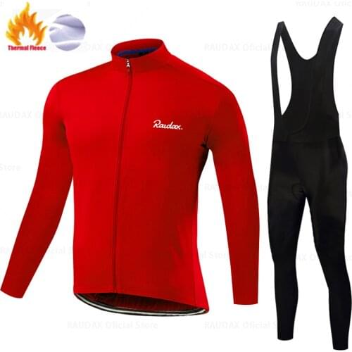 Raudax 2021 Winter Fleece Warm Cycling Jersey Set Mountian Bicycle Clothes Wear Ropa Ciclismo Racing Bike Clothing Cycling Set