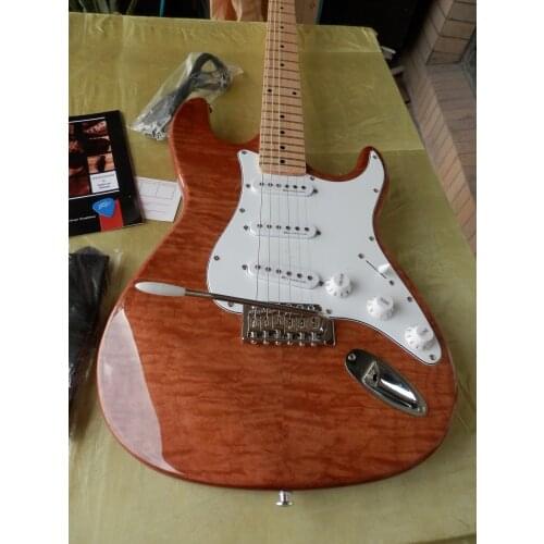 Mahogany body Maple fingerboard ST electric guitar Natural maple tiger Paste the top 9yue28