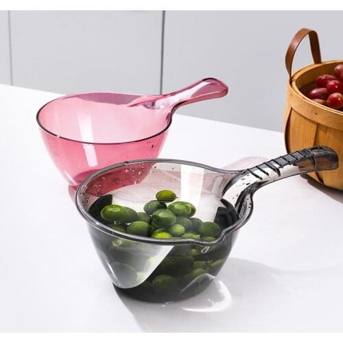 Transparent plastic scale water spoon thickened non-slip long handle household water dipper kitchen vegetable washing spoon