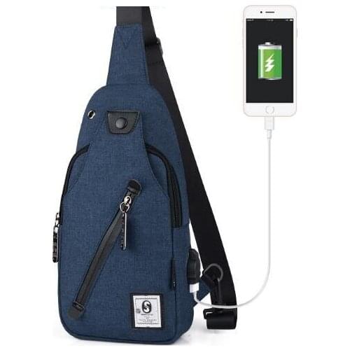New mens bag shoulder USB messenger bag Teenagers boy Oxford cloth crossbody bag sports leisure bag mens chest bag male
