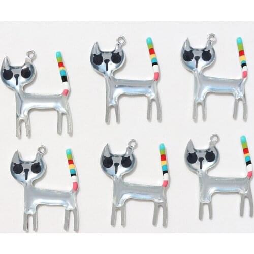 New Arrived 10Pcs fashion lovely Zinc alloy Kittens Charms Pendant Oil Drop Animal Enamel Accessories For Diy Making