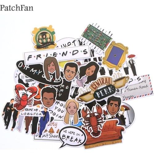 Patchfan 33pcs friends tv show funny Kids Toy Sticker for DIY phone Luggage Laptop Motorcycle Phone Waterproof Stickers A1438