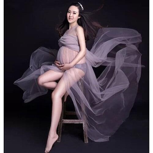 Pregnancy Dress Photography Gown Maternity Dresses For Photo Shoot Gauze Lace Dress For Pregnant Women Clothing Elegant Dress