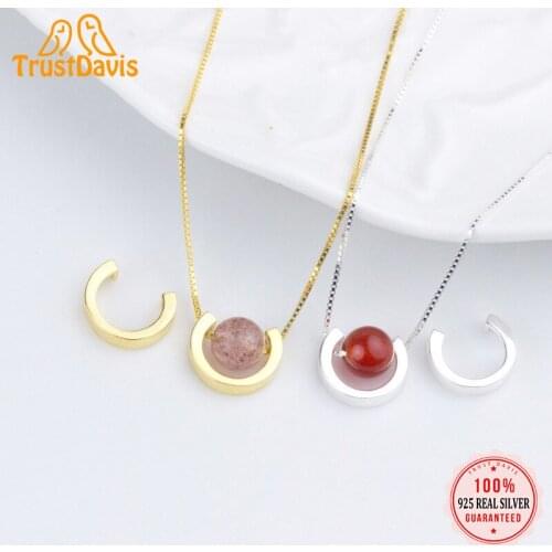 TrustDavis Real 925 Sterling Silver Half Round Bead Box Charm Pendant Handmade DIY Accessories Fine Jewelry Wholesale HY228