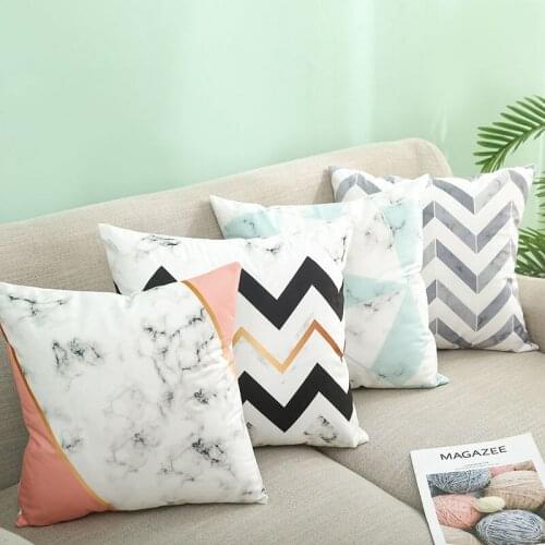 Popular Square Pillow Nordic Style Pillow Marble Geometric Super Soft Sofa Cushion Cushion Cushions Home Decor