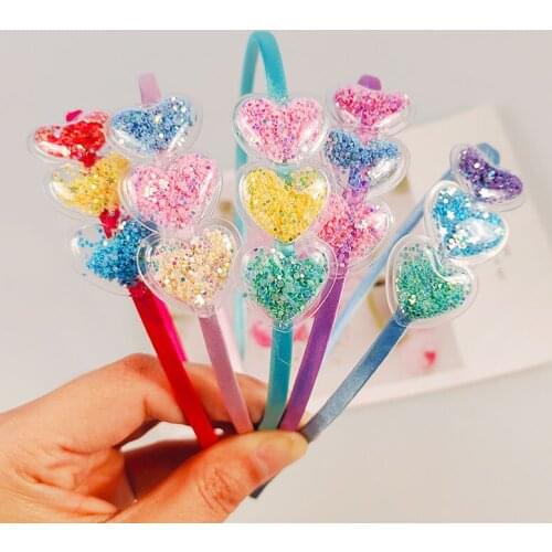 12 Pcs Cute Sweet Color Transparent with Sequins Quicksand Love Headband Headwear Hair Accessories for Children Adults Girls