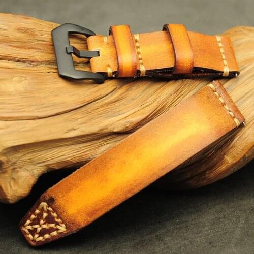 Vintage Pilot Men Watch Band Strap Double Layer Genuine Leather Handmade Watchband 18mm 20mm 22mm 24mm Wrist Bracelet