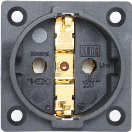 Schuko Socket FI-E30(G) Gold plated / FI-E30(R) Rhodium AC 250V 16A EU Euro pure copper Neutral IEC inlet