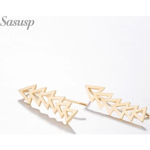 Sasusp Trendy Triangle Arrow Ear Climbers Earrings For Women Geometric Jewelry For Mother Daughter Sister Christmas Gift