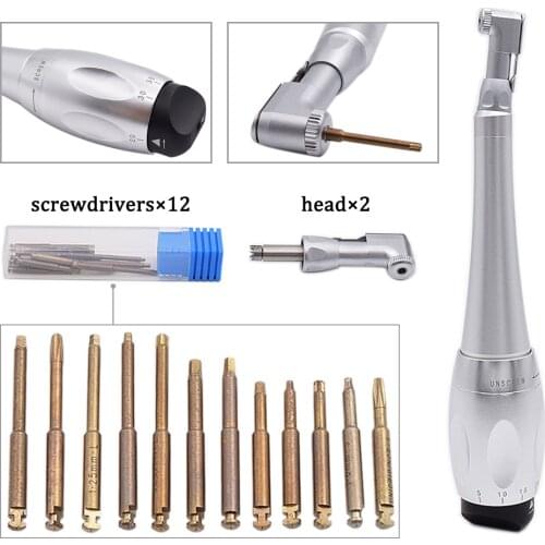 Dental Torque Wrench With 12 Pcs Drivers Implant Spare Latch Type Head Wrench Dentist Tools