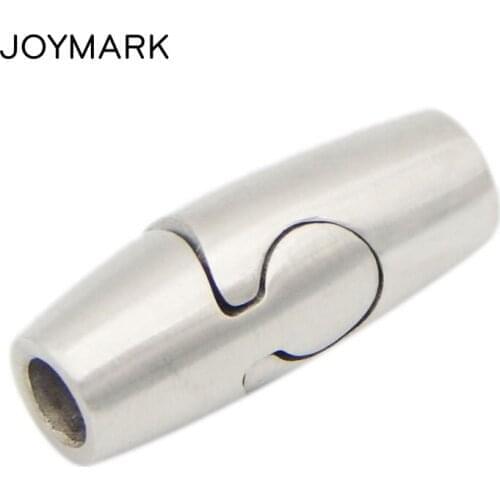 Customized 3mm Hole Stainless Steel Magnetic Clasps Matte Barrel Shape Magnetic Lock Clasps For Leather Cord Bracelets 100pcs