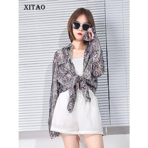 XITAO Vintage Print Women Casual Blouse Top Fashion New Full Sleeve Small Fresh Single Breast Simplicity All-match Shirt ZY4589